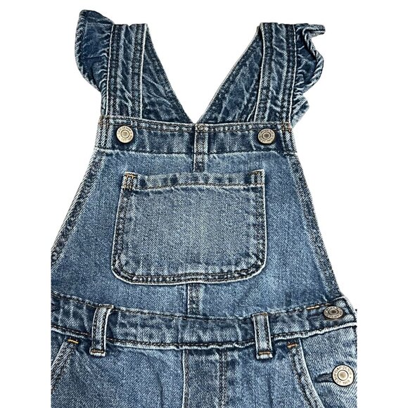 Gap Denim Overalls Ruffle Strap Infant Girls Size 18-24 months Medium Wash  Exce - Picture 5 of 8